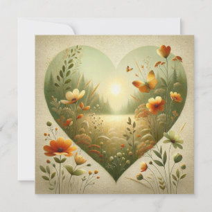 Heart Shaped Wildflower Meadow Botanical Nature Card