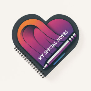 Heart-Shaped with Pen Spiral Bound Notebook