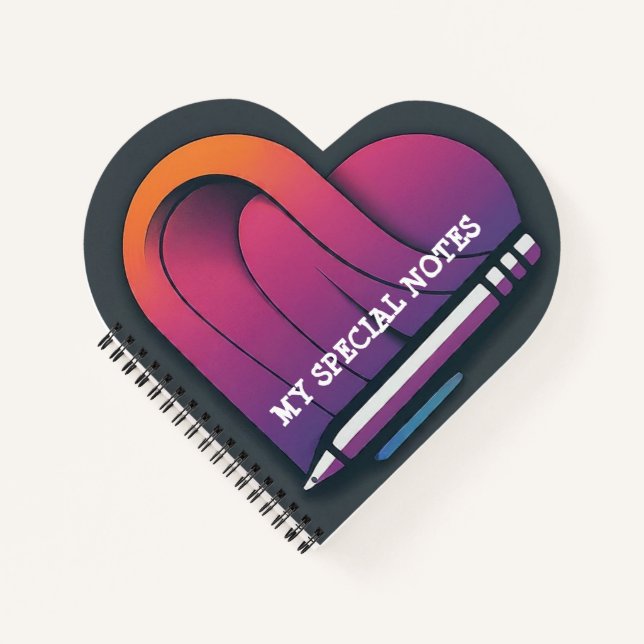 Heart-Shaped with Pen Spiral Bound Notebook (Front)