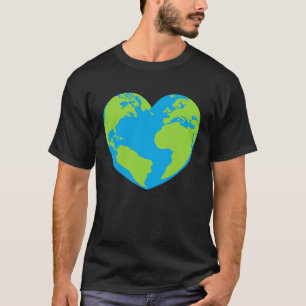 Heart shaped world earth globe world map T-Shirt