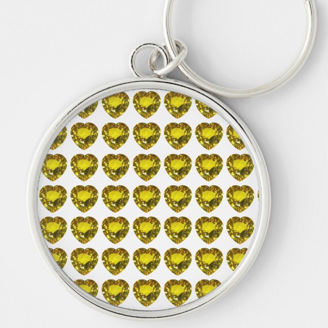 Heart-Shaped Yellow Gemstone Citrine Key Ring (Front)