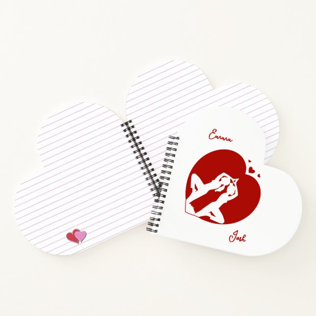Heart-Shaped Yoga Couple Personalised  Notebook (Inside)