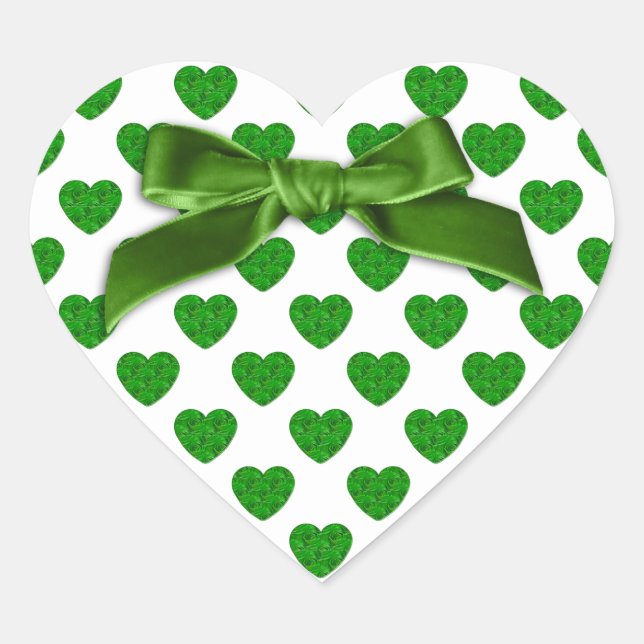 Heart Shapes Filled with Emerald Green  Roses Sticker (Front)