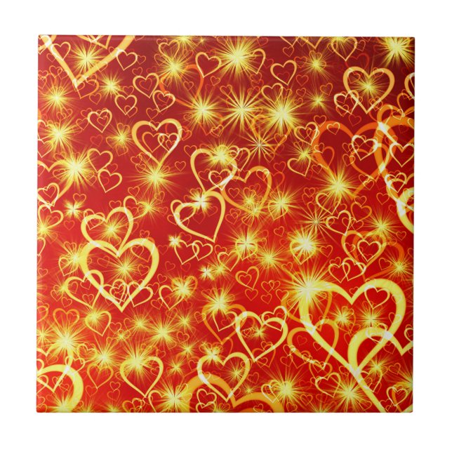 Heart Shapes Pattern-25622 Ceramic Tile (Front)