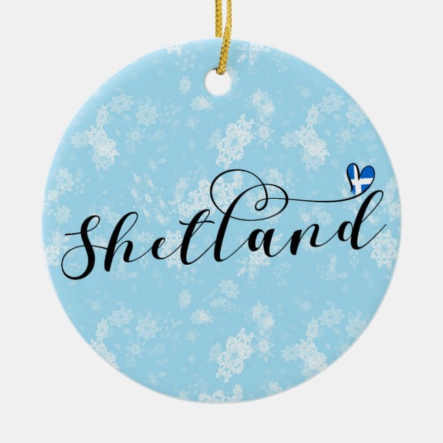 Heart Shetland Flag, Shetland Islands Ceramic Ornament (Front)