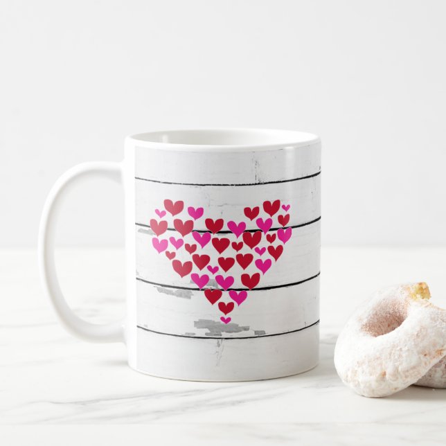 Heart Shiplap Rustic Nautical Coffee Mug (With Donut)