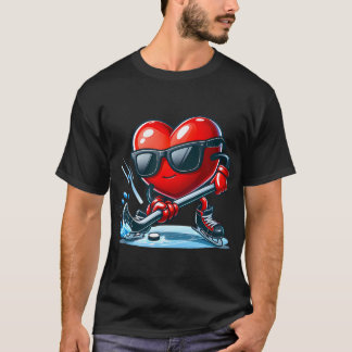 Heart Showing Hockey Skills Valentines Day Men Wom T-Shirt
