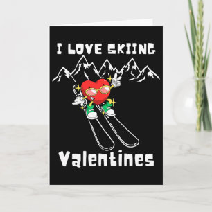 Heart Showing Skiing Skills Valentines Day Men Wom Card