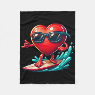 Heart Showing Surfing Skills Valentines Day Valent Fleece Blanket