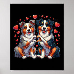 Heart Sign Hand Australian Shepherd Valentine Dog 