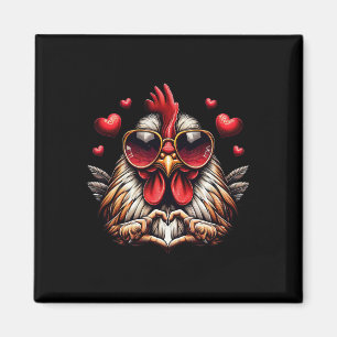 Heart Sign Hand Chicken Kids Mens Womens Chicken V Magnet