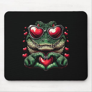 Heart Sign Hand Crocodile Mens Womens Crocodile Va Mouse Pad