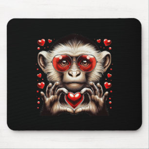 Heart Sign Hand Monkey Kids Mens Womens Monkey Val Mouse Pad