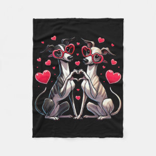 Heart Sign Hand Whippet Valentine Dog Womens Mens Fleece Blanket