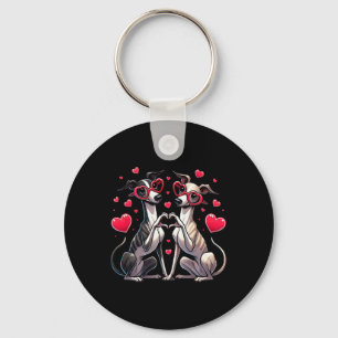 Heart Sign Hand Whippet Valentine Dog Womens Mens Key Ring