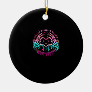 Heart Sign Skeleton Hand - Spooky Skeleton Hallowe Ceramic Ornament