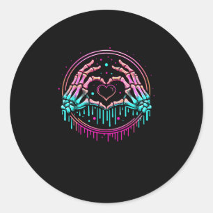 Heart Sign Skeleton Hand - Spooky Skeleton Hallowe Classic Round Sticker