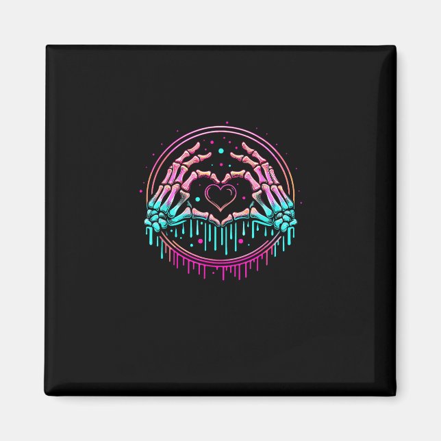 Heart Sign Skeleton Hand - Spooky Skeleton Hallowe Magnet (Front)