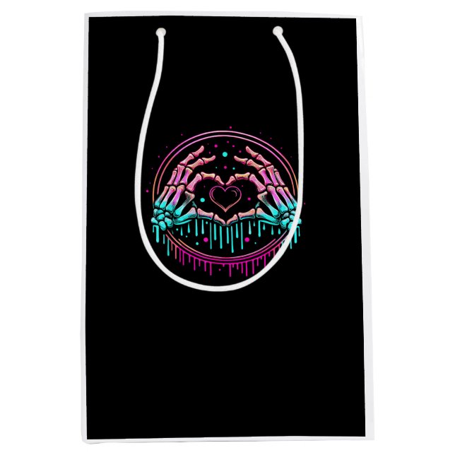 Heart Sign Skeleton Hand - Spooky Skeleton Hallowe Medium Gift Bag (Front)