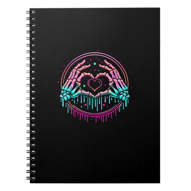 Heart Sign Skeleton Hand - Spooky Skeleton Hallowe Notebook (Front)