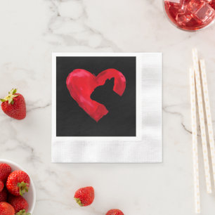 Heart Silhouette Valentines Day French Bulldog Gif Napkin