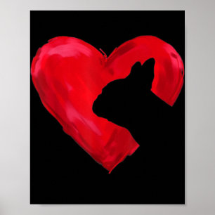 Heart Silhouette Valentines Day French Bulldog Gif Poster