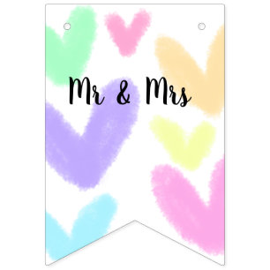 Heart simple minimal text style wedding Mr & mrs c Bunting