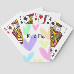 Heart simple minimal text style wedding Mr & mrs c Playing Cards