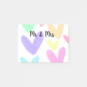Heart simple minimal text style wedding Mr & mrs c Post-it Notes