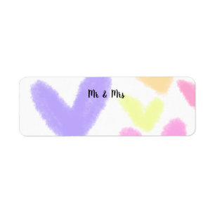 Heart simple minimal text style wedding Mr & mrs c Return Address Label