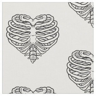 heart skeleton goth valentines fabric