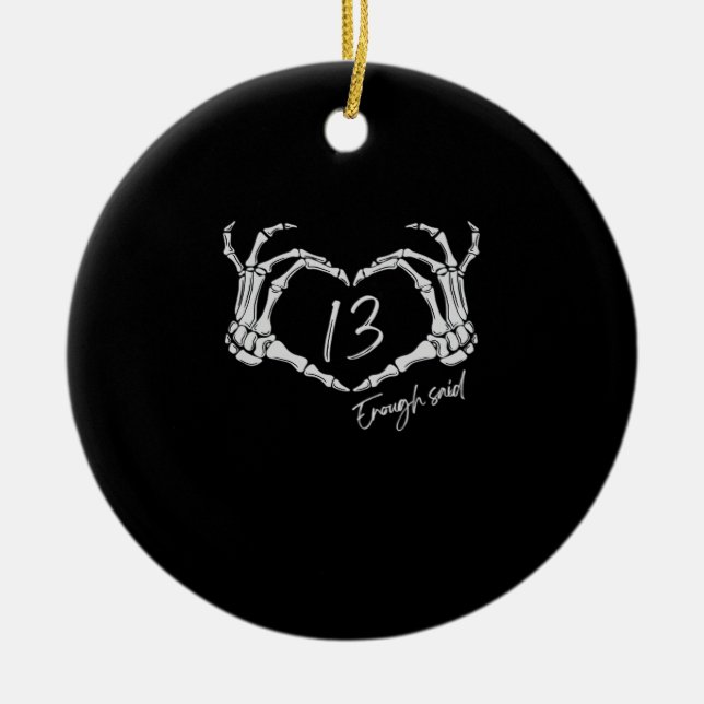 Heart Skeleton Hand Classic Ceramic Ornament (Front)