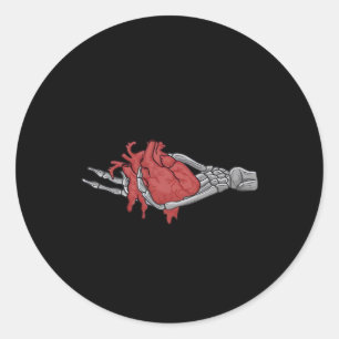 Heart Skeleton Hands Classic Round Sticker