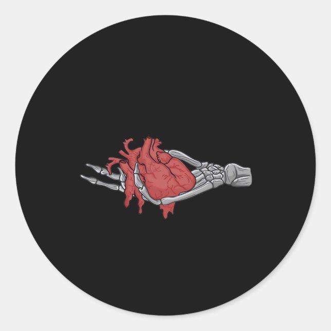 Heart Skeleton Hands  Classic Round Sticker (Front)