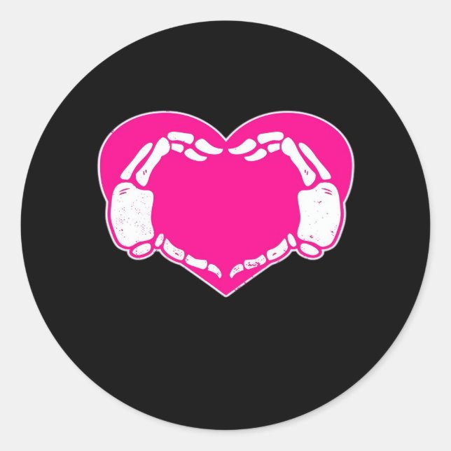 Heart Skeleton Hands Gothic Valentine  Classic Classic Round Sticker (Front)