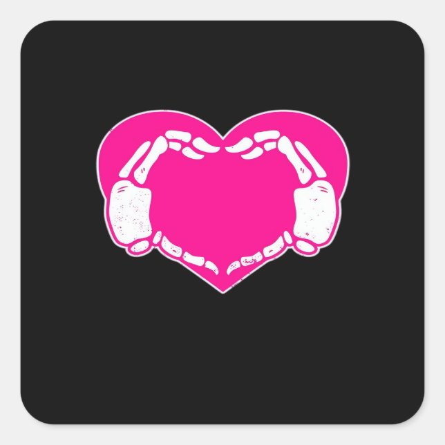Heart Skeleton Hands Gothic Valentine  Classic Square Sticker (Front)