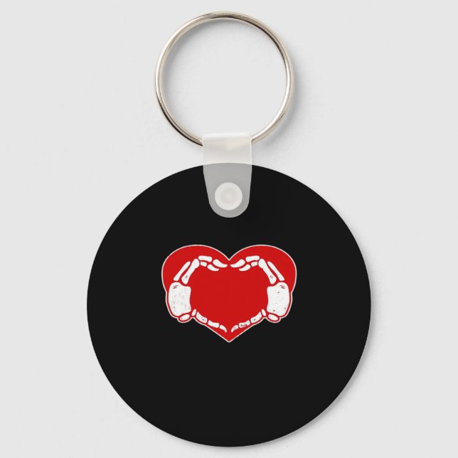 Heart Skeleton Hands Gothic Valentine Red Classic Key Ring (Front)
