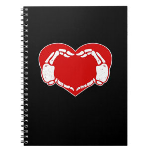 Heart Skeleton Hands Gothic Valentine Red Classic Notebook