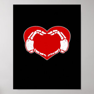 Heart Skeleton Hands Gothic Valentine Red Classic Poster