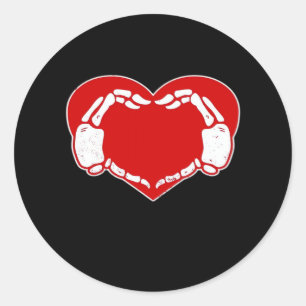 Heart Skeleton Hands Gothic Valentine Red Classic  Round Sticker