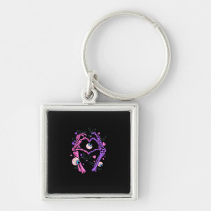 Heart Skeleton Hands - Halloween Pastel Goth Eyeba Key Ring