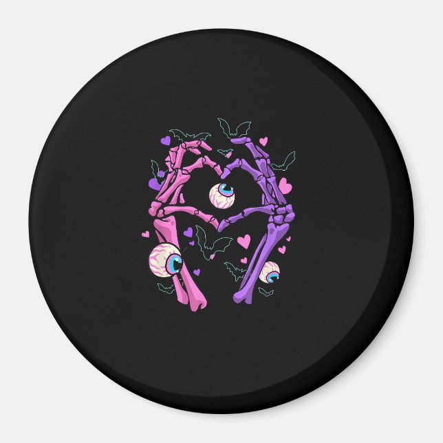 Heart Skeleton Hands - Halloween Pastel Goth Eyeba Magnet (Front)