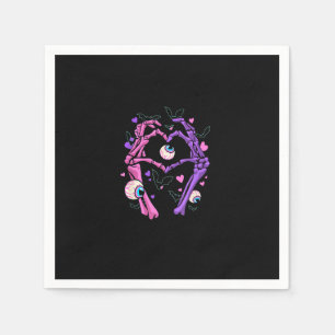Heart Skeleton Hands - Halloween Pastel Goth Eyeba Napkin