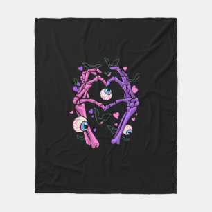 Heart Skeleton Hands Halloween Pastel Goth Eyeball Fleece Blanket