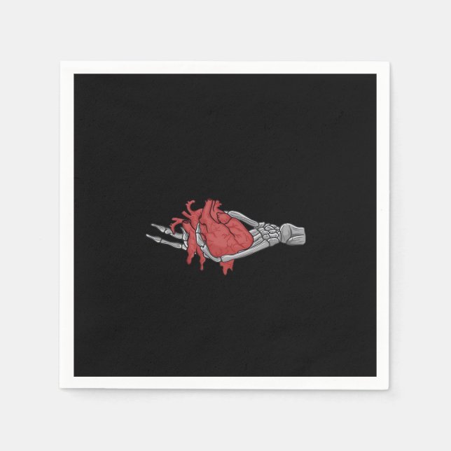 Heart Skeleton Hands  Napkin (Front)