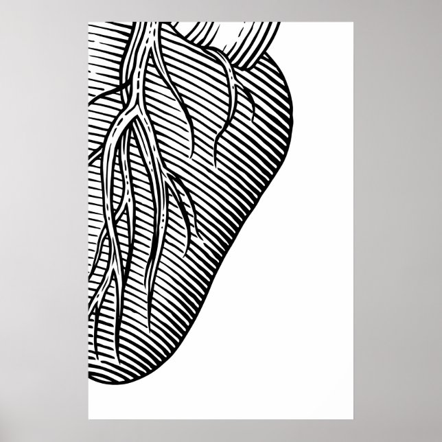Heart Sketch Quadriptych Art Prints Scandinavian (Front)