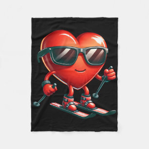 Heart Skiing Lovers Valentines Day Valentine Men W Fleece Blanket