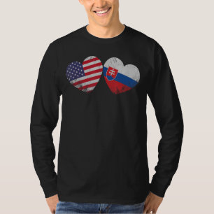 Heart Slovak American Flag Patriotic Family Herita T-Shirt