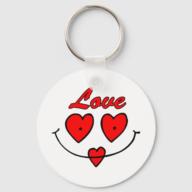 Heart Smiley Face Key Ring (Front)