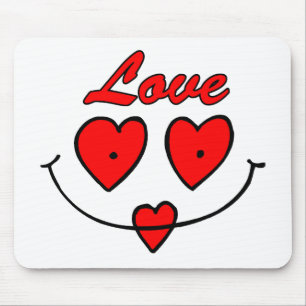 Heart Smiley Face Mouse Pad